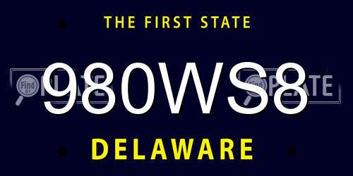 980WS8 Delaware License Plate