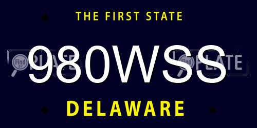 980WSS Delaware License Plate