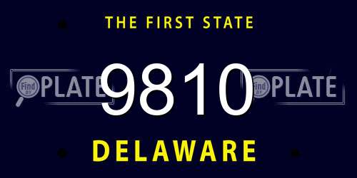 9810 Delaware License Plate