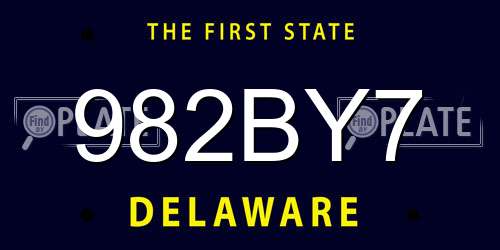 982BY7 Delaware License Plate