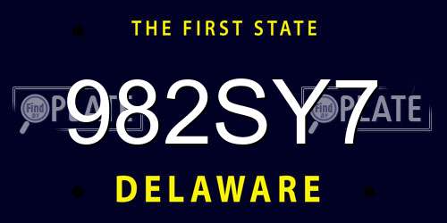 982SY7 Delaware License Plate