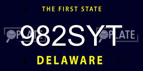 982SYT Delaware License Plate