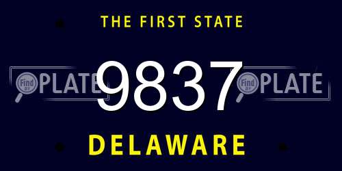 9837 Delaware License Plate
