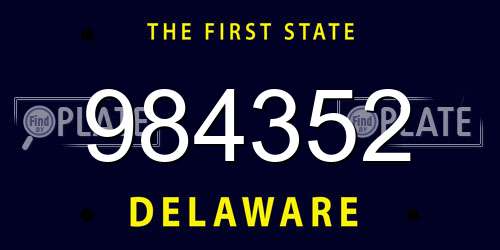 984352 Delaware License Plate