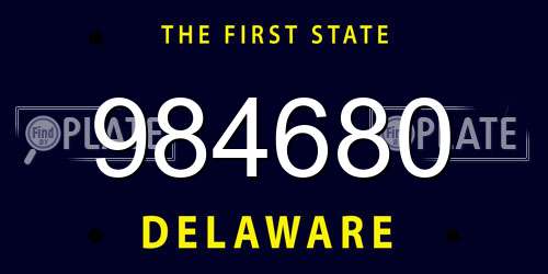 984680 Delaware License Plate
