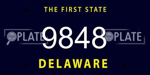 9848 Delaware License Plate