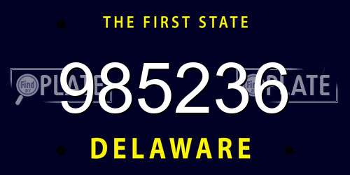 985236 Delaware License Plate