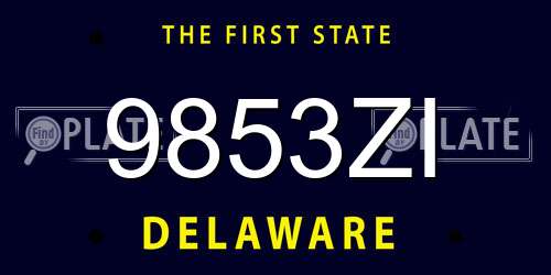 9853ZI Delaware License Plate