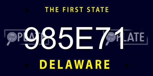 985E71 Delaware License Plate
