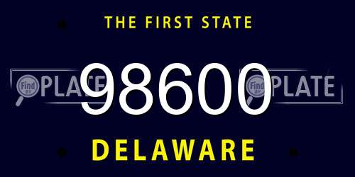 98600 Delaware License Plate