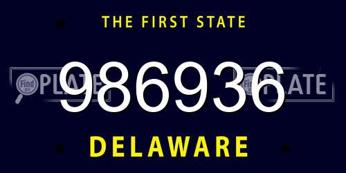 986936 Delaware License Plate