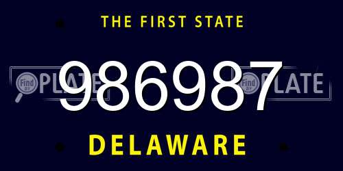 986987 Delaware License Plate