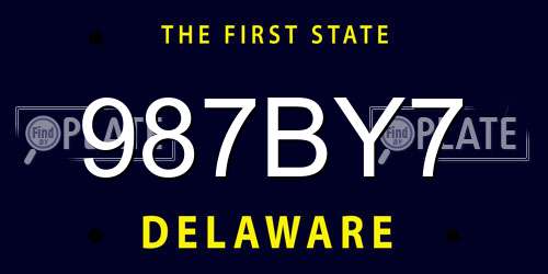 987BY7 Delaware License Plate