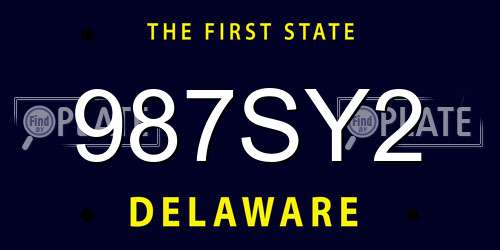 987SY2 Delaware License Plate