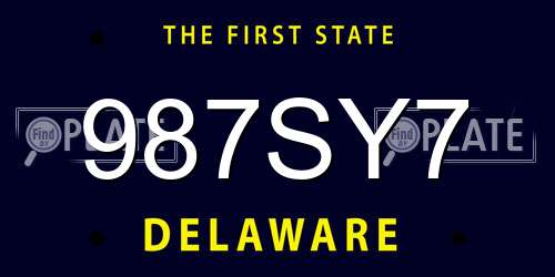 987SY7 Delaware License Plate
