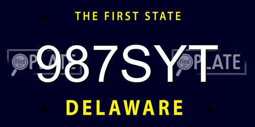 987SYT Delaware License Plate