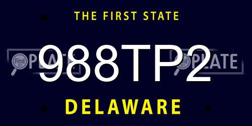 988TP2 Delaware License Plate