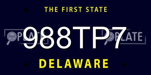 988TP7 Delaware License Plate
