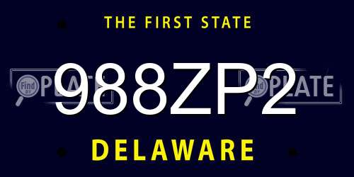 988ZP2 Delaware License Plate