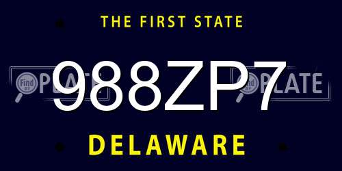 988ZP7 Delaware License Plate