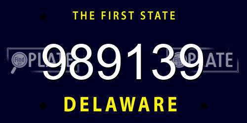 989139 Delaware License Plate