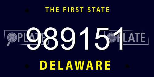 989151 Delaware License Plate