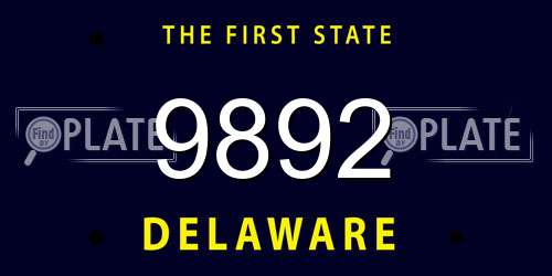 9892 Delaware License Plate