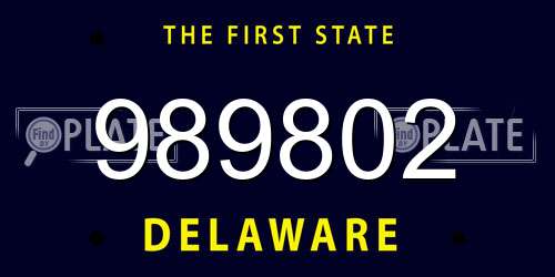 989802 Delaware License Plate