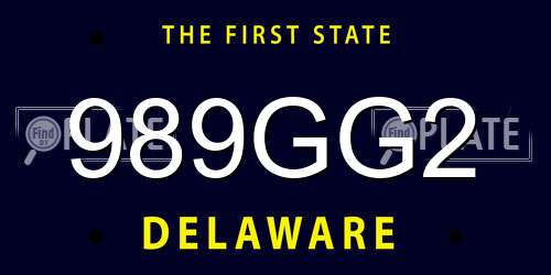 989GG2 Delaware License Plate