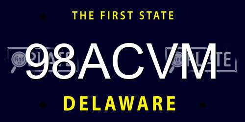 98ACVM Delaware License Plate