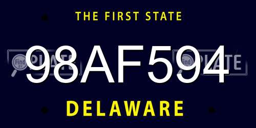 98AF594 Delaware License Plate