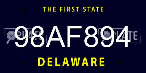 98AF894 Delaware License Plate