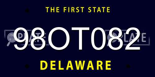 98OT082 Delaware License Plate