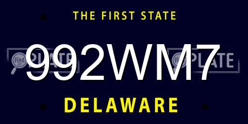 992WM7 Delaware License Plate