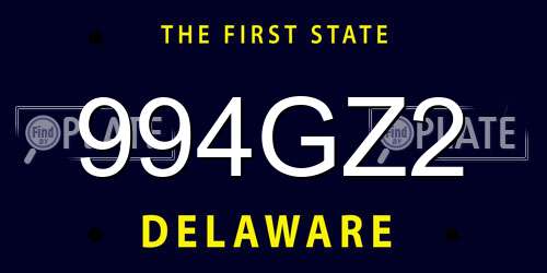 994GZ2 Delaware License Plate