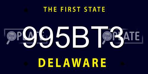 995BT3 Delaware License Plate