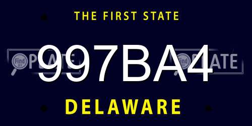 997BA4 Delaware License Plate
