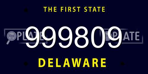 999809 Delaware License Plate