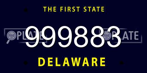 999883 Delaware License Plate