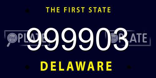 999903 Delaware License Plate