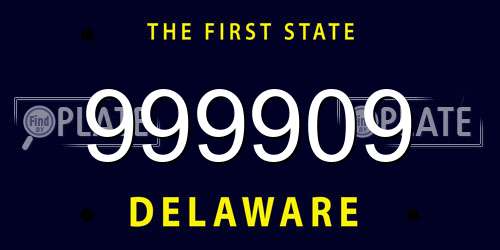 999909 Delaware License Plate