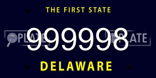 999998 Delaware License Plate