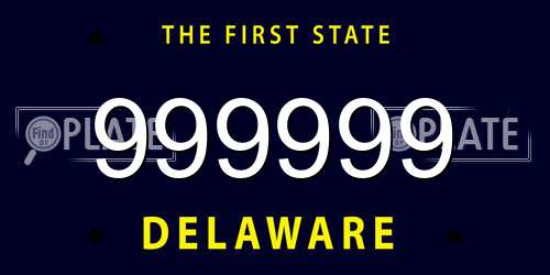 999999 Delaware License Plate