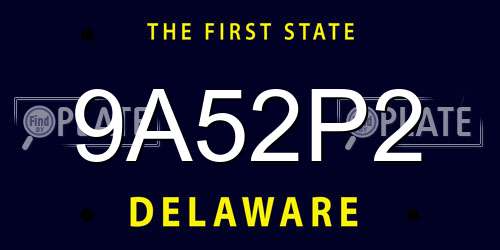 9A52P2 Delaware License Plate