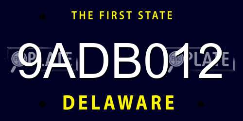 9ADB012 Delaware License Plate