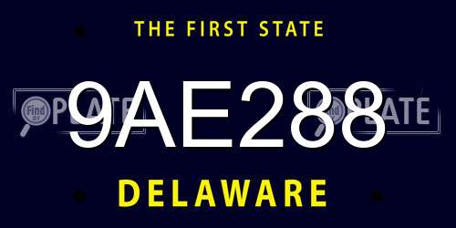 9AE288 Delaware License Plate