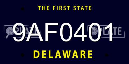 9AF0401 Delaware License Plate