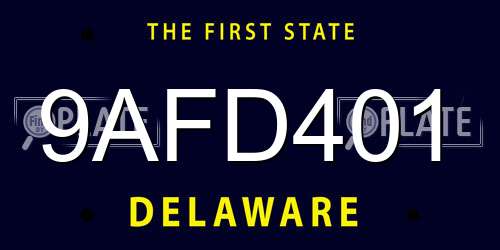 9AFD401 Delaware License Plate