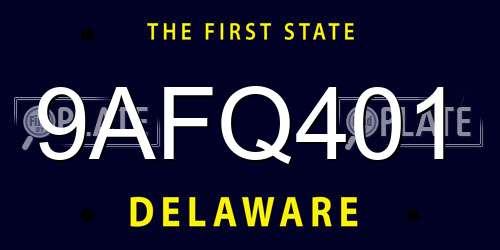 9AFQ401 Delaware License Plate