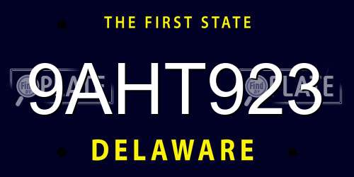 9AHT923 Delaware License Plate